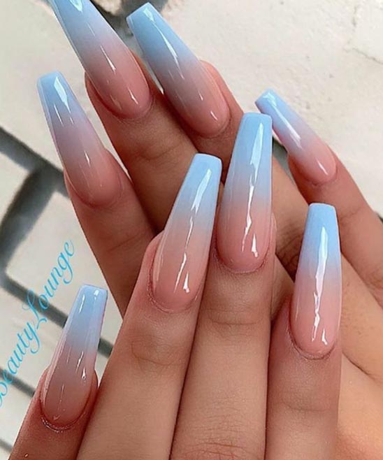 Pink and White Ombre Short Coffin Nails
