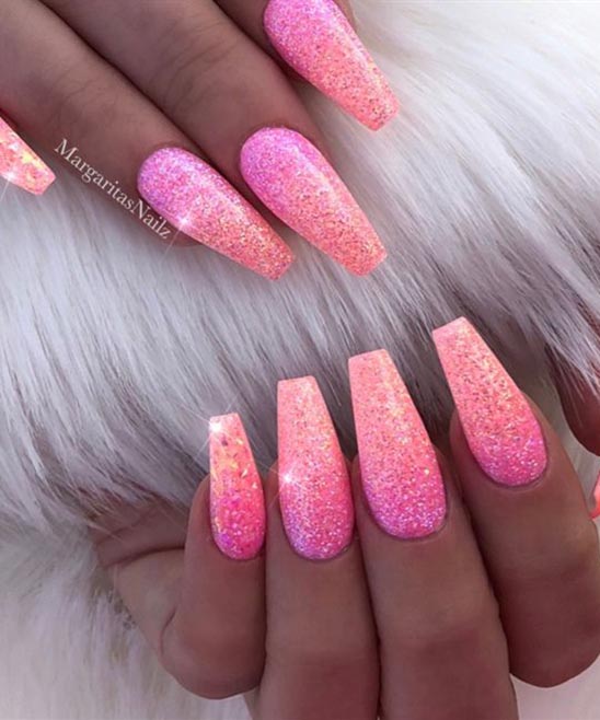 Pink and Yellow Ombre Nails Coffin
