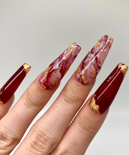 Pinterest Burgundy Nails With Gold Stripes