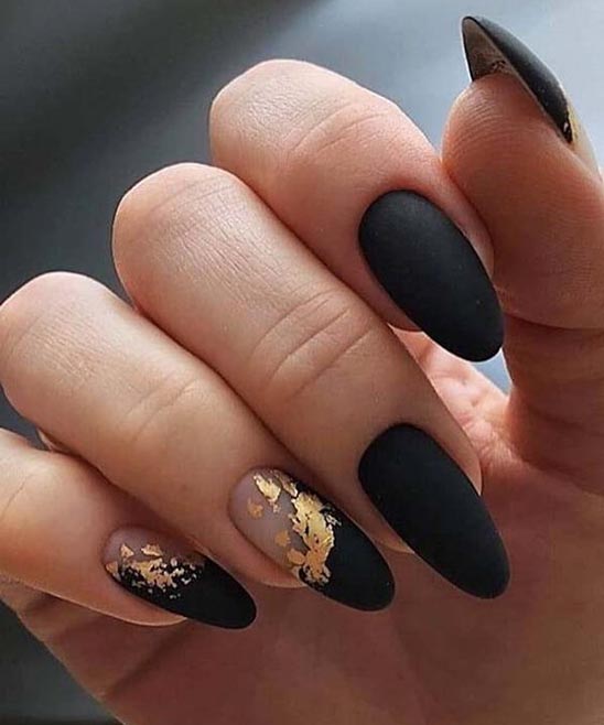 Pretty Rose Gold and Black Nails