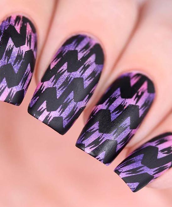 Purple and White Coffin Nails Crystal Designs