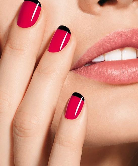 Red Acrylic Nails French Tip