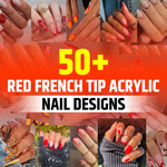Red Acrylic Nails French Tip