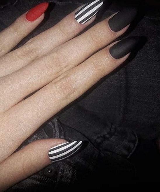 Red Black White and Silver Nail Designs
