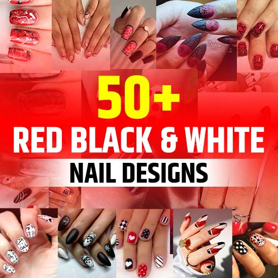 Red Black and White Nails