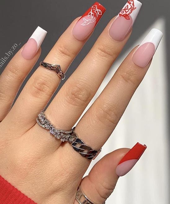 Red French Tip Christmas Nails