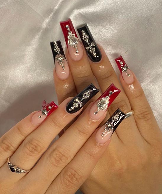 Red French Tip Nail Designs