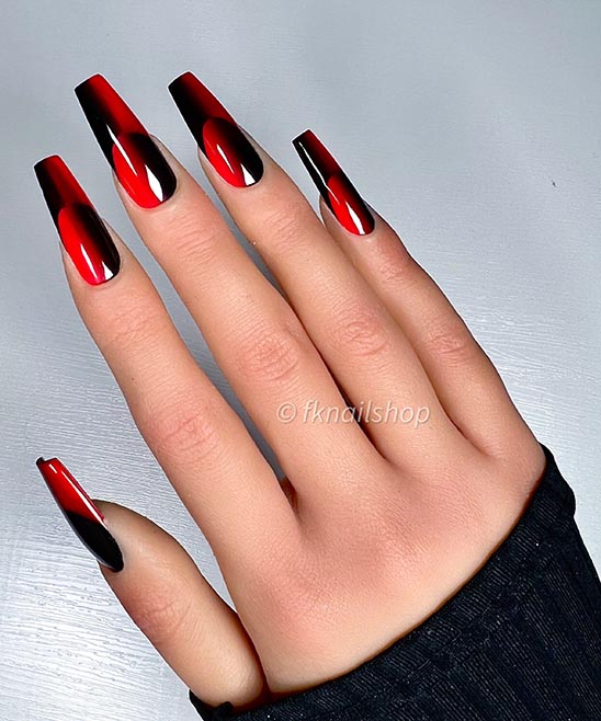 Red French Tip Nails Short