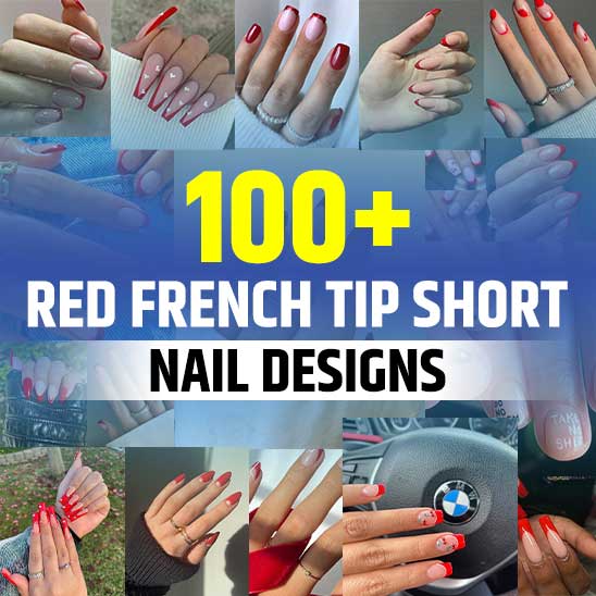 Red French Tip Nails Short