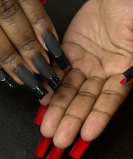 Red French Tip Nails Square