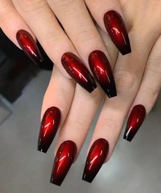 Red French Tip Short Nails
