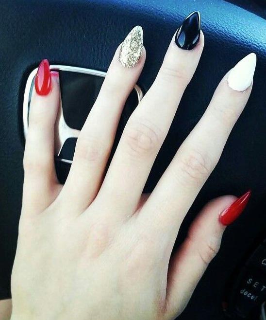 Red White and Black Gel Nails