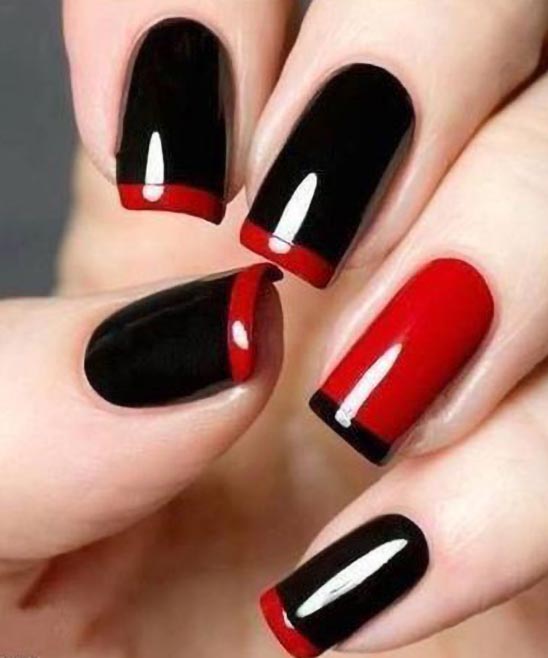 Red and Black French Tip Nail Designs