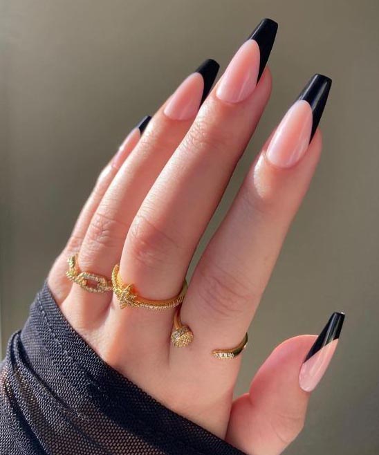 Red and Black French Tip Nails