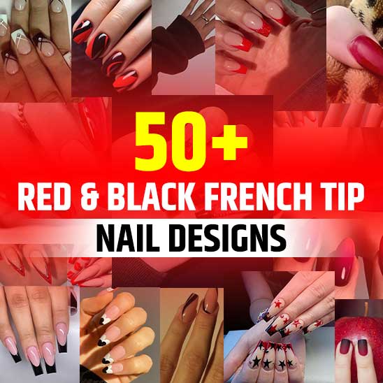 Red and Black French Tip Nails