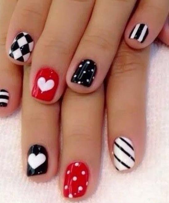 Red and Black and White Nails