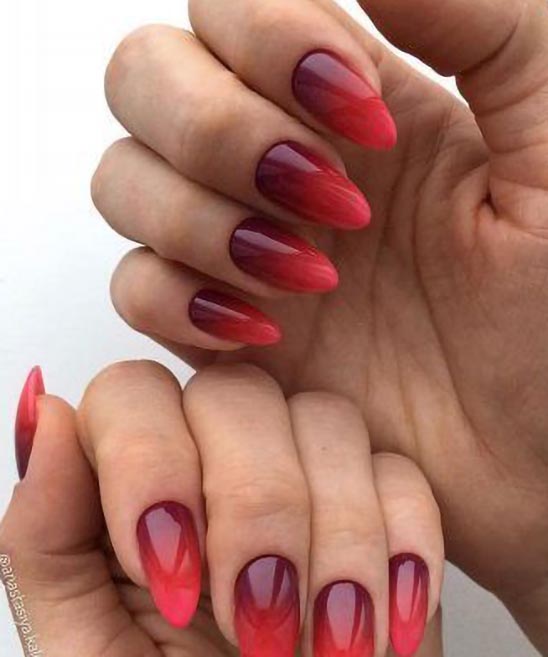 Red and Burgundy Ombre Nails