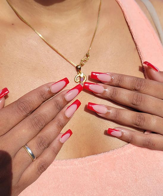 Red and Black French Tip Nails