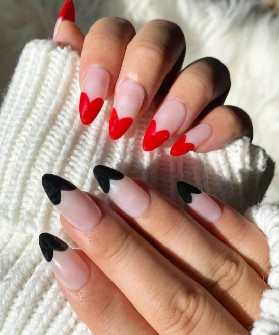 Red and Green French Tip Nails