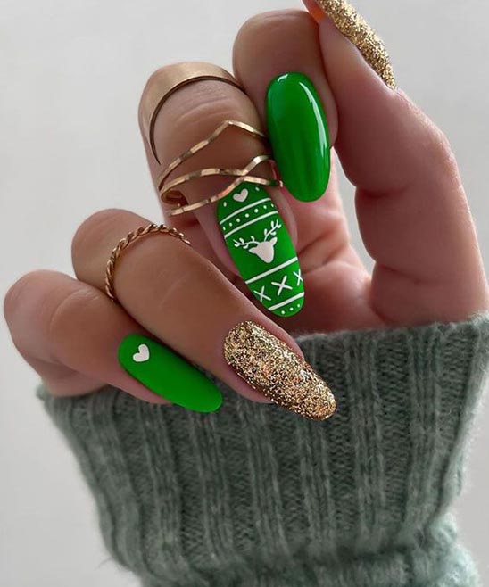 Red and Green Glitter Christmas Nail Designs