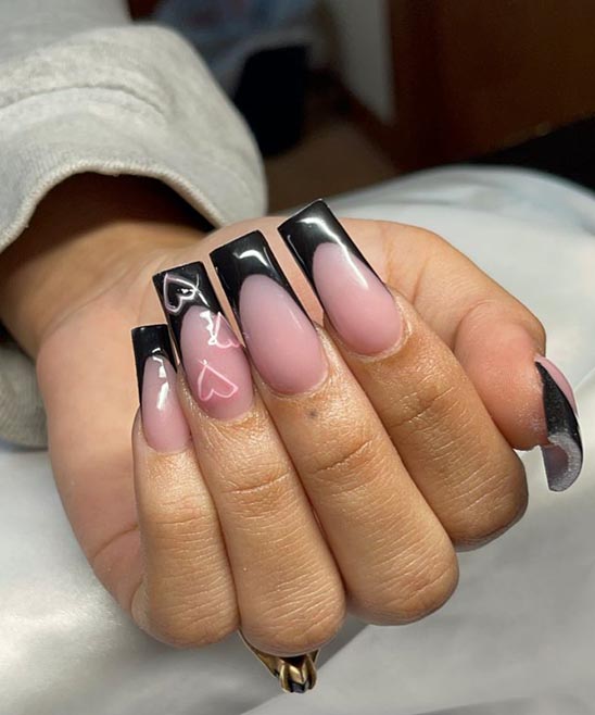 Red and White French Tip Nails