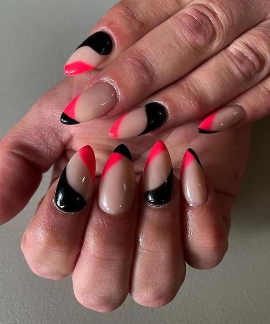 Red and White and Black Nails