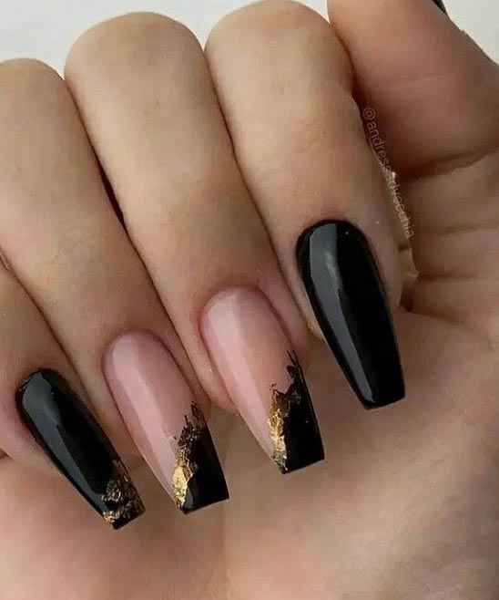 Rose Gold Black and White Nails