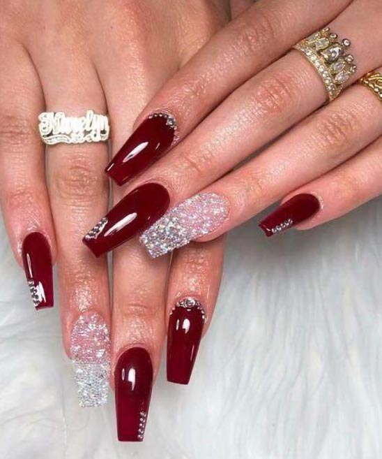 Rose Gold Burgundy Coffin Nails
