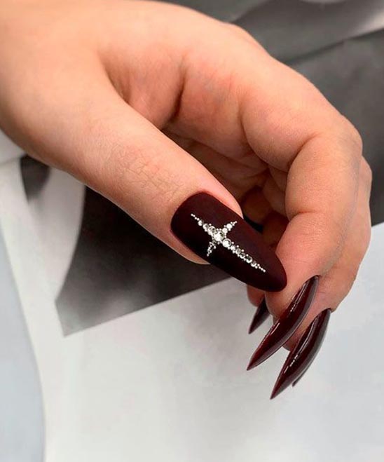 Rose Gold Burgundy Matte Nails