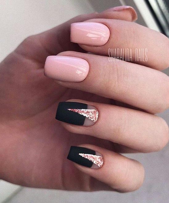 Rose Gold Chrome and Black Nails