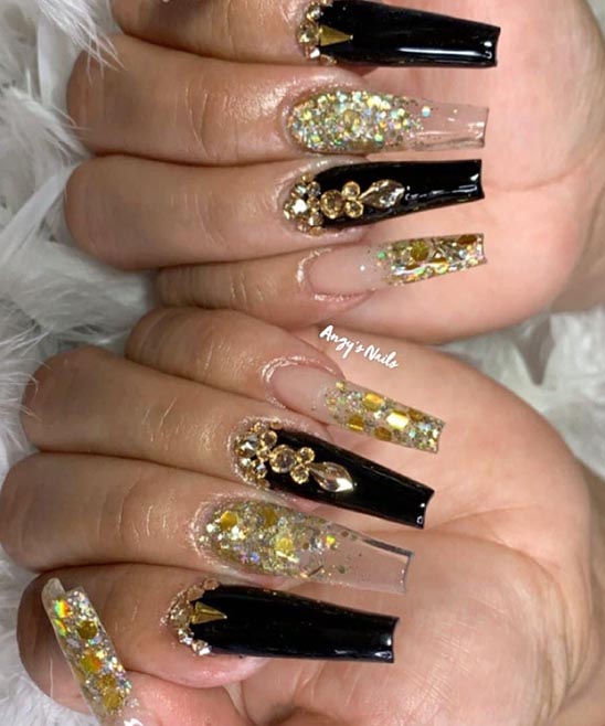 Rose Gold Crome and Black Nail Designs