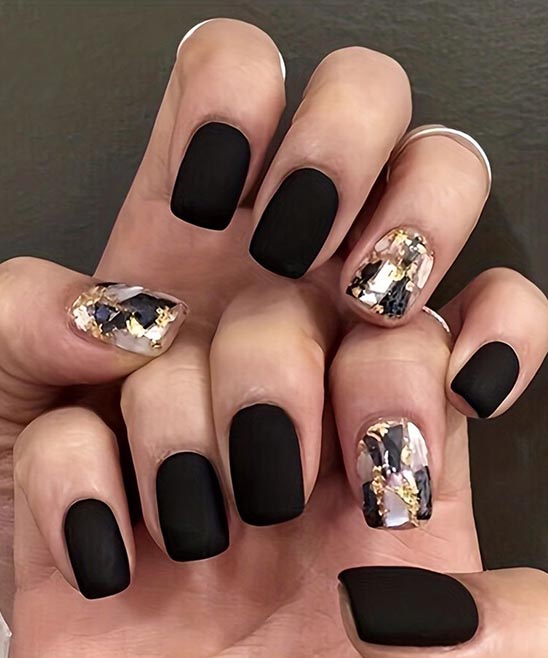 Rose Gold Glitter and Black Nails