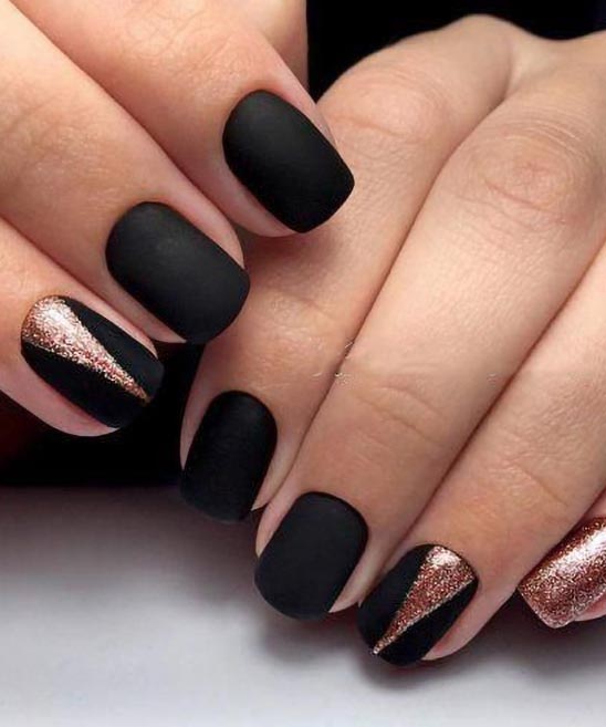 Rose Gold and Black Coffin Nails