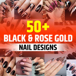 Rose Gold and Black Nails