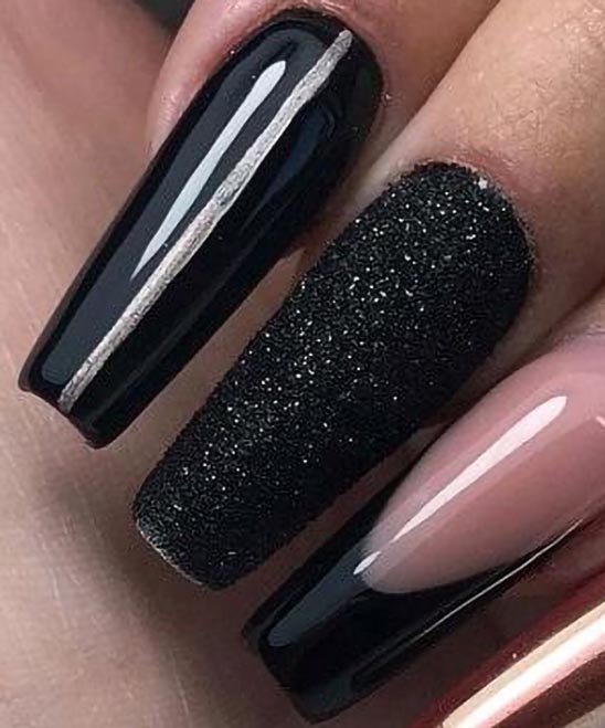 Rose Gold and Black Stiletto Nails