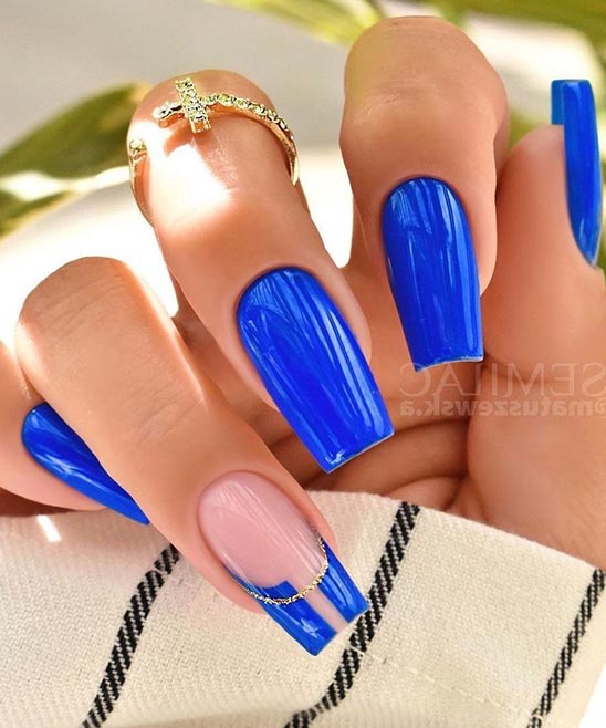 Royal Blue Nails Design for Prom