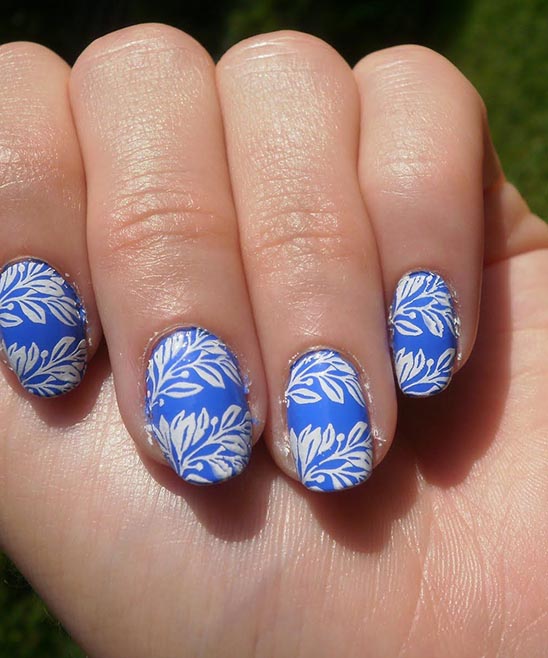 Royal Blue Nails With Design