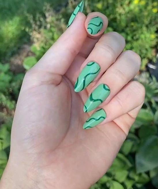 Sage Green Nails With Designs