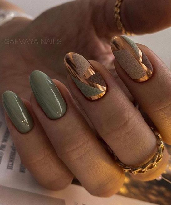 Sage Green and Gold Nail Designs