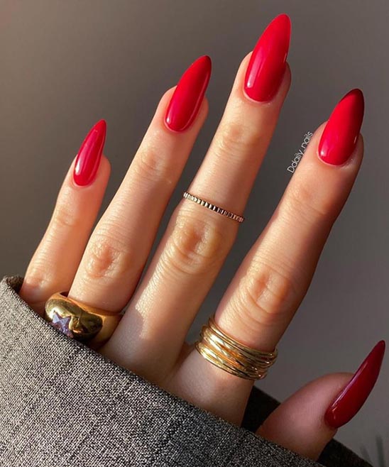Short Almond Acrylic Nails Red