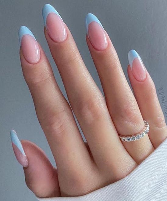 Short Baby Blue Nails With Design