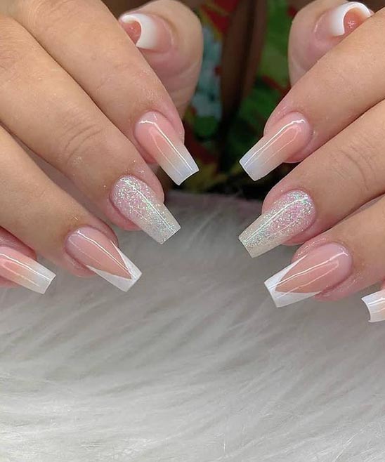 Short Coffin Nails Pink and White