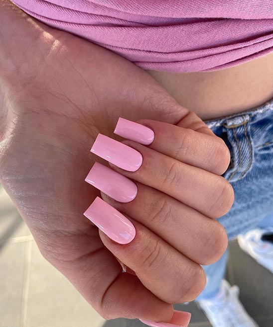Short Coffin Nails Pink
