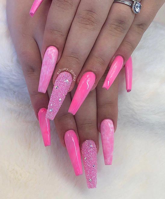 Short Coffin Pink Nails