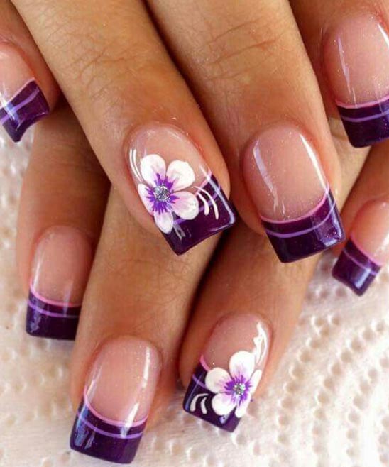 Short French Tip Acrylic Nails with Design