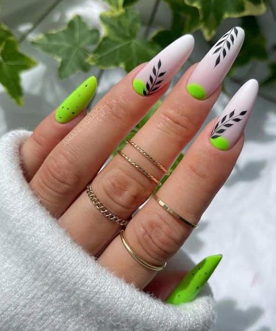 Short Neon Green Nails Design