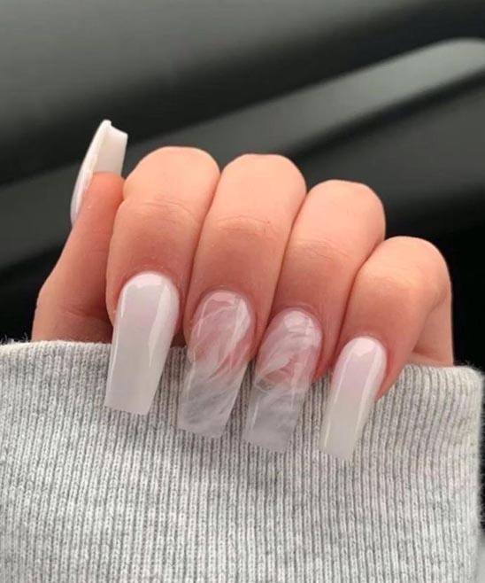Short Pink and White Coffin Nails