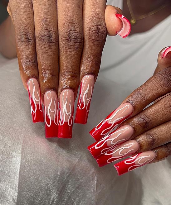 Short Red French Tip Nails