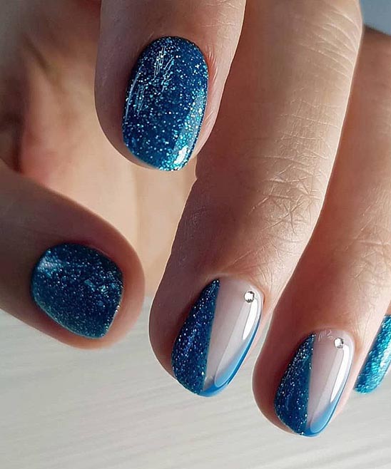 Silver and Navy Blue Nail Designs