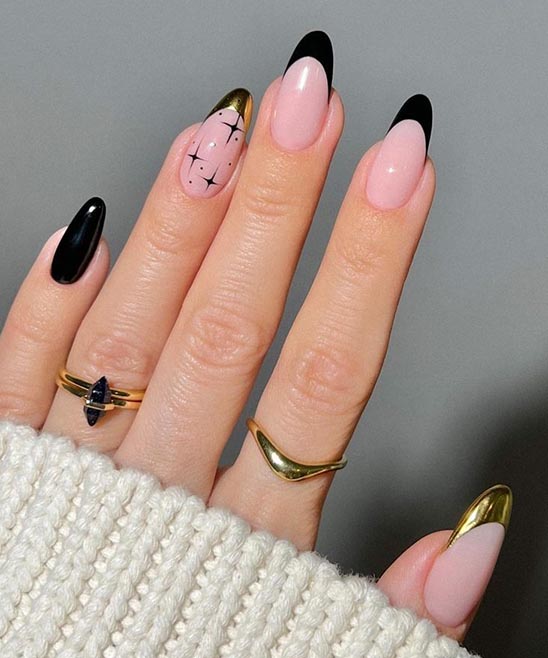 Simple Black and Pink French Tip Nail Designs
